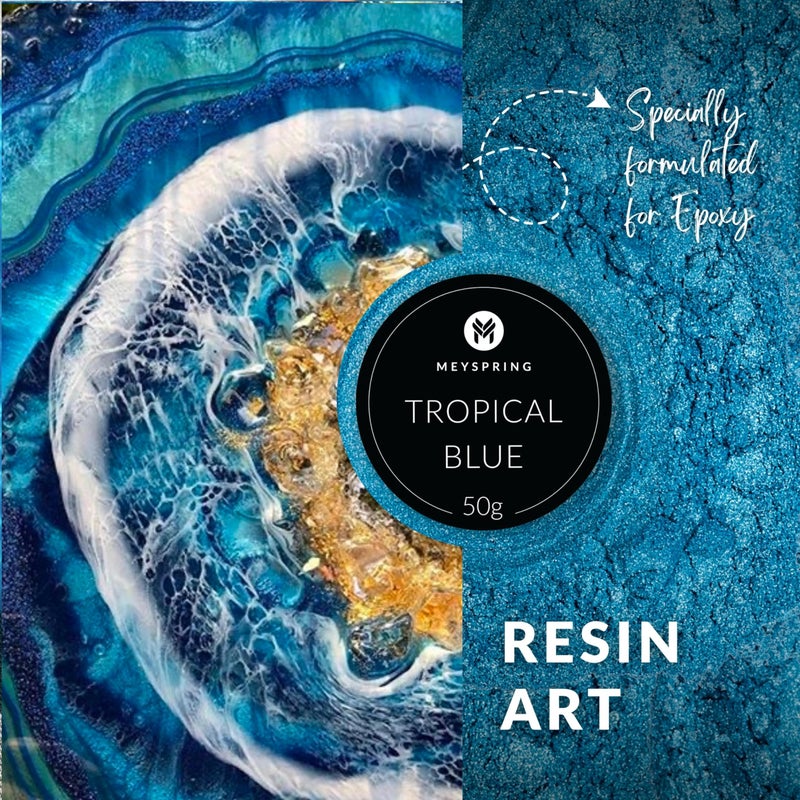 MEYSPRING Tropical Blue Epoxy Resin Color Pigment - 50 Grams - Great for Resin Art  Epoxy Resin  and UV Resin- Mica Powder for Epoxy Resin - Image 3